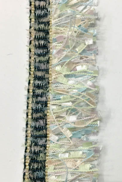 Cheongsam 旗袍 Blue Green White Tweed Tassel Trims Fringe