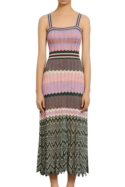 Chevron Knitted Midi Dress