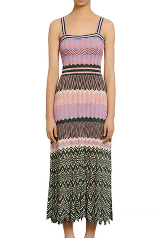 Chevron Knitted Midi Dress