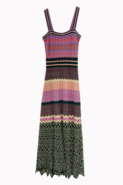 Chevron Knitted Midi Dress