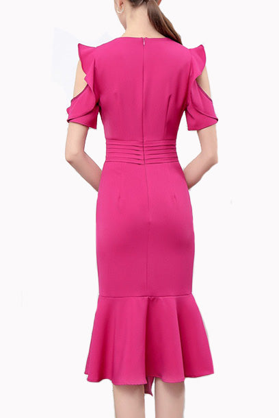 Cold Shoulders Asymmetrical Hem Dress