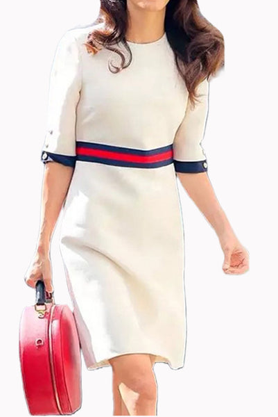 Amal Elbow Sleeves Colourblock Shift Dress