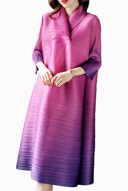 Pleats Please Elbow Sleeves Midi Dress