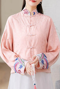 Long Sleeves Embroidered Qipao Cheongsam Jacket Top