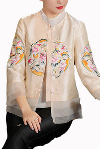 3/4 Sleeves Embroidered Qipao Cheongsam Jacket Top