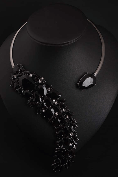 Black Rhinestones Statement Necklace