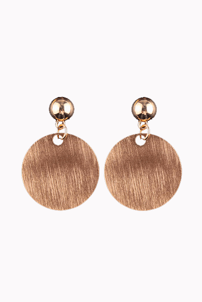 Gold Circle Disc Dangling Earrings