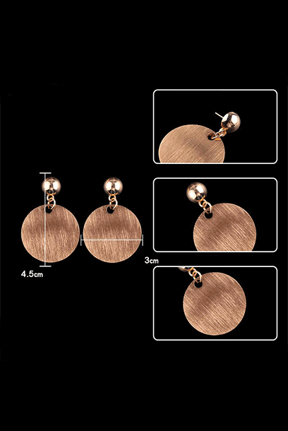 Gold Circle Disc Dangling Earrings
