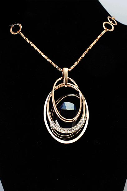 Rhinestone Teardrop Pendant Long Necklace