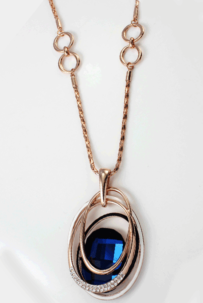 Rhinestone Teardrop Pendant Long Necklace