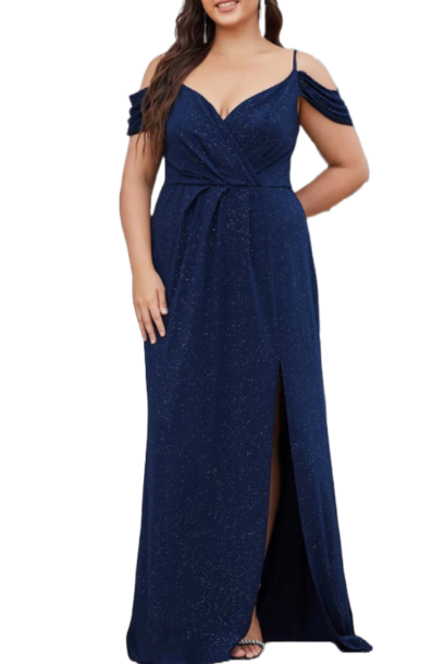 Plus Size Off-the-Shoulders Black Evening Gown