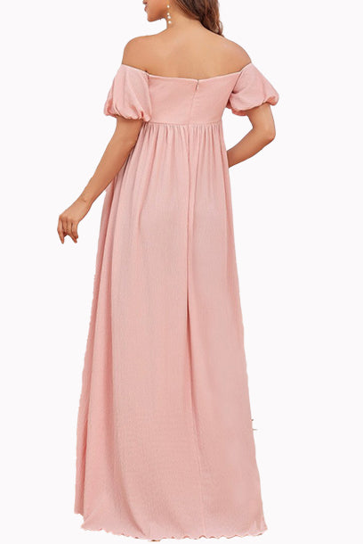 Off-the-shoulders Pink Maternity Evening Gown