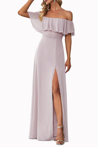 Off-the-shoulders Bridesmaid Evening Gown