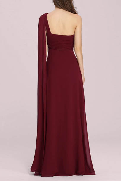 One Shoulder Ruched Bridesmaid Evening Gown