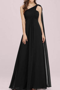 One Shoulder Ruched Bridesmaid Evening Gown