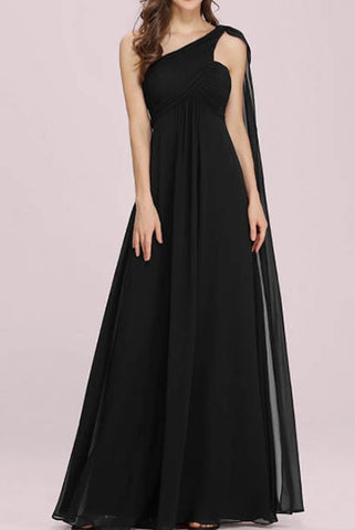 One Shoulder Ruched Bridesmaid Evening Gown