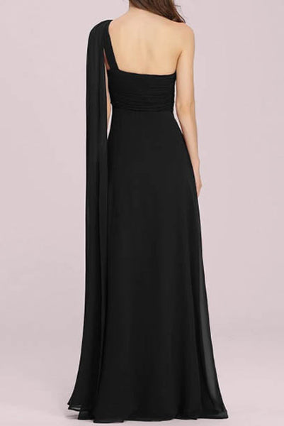 One Shoulder Ruched Bridesmaid Evening Gown