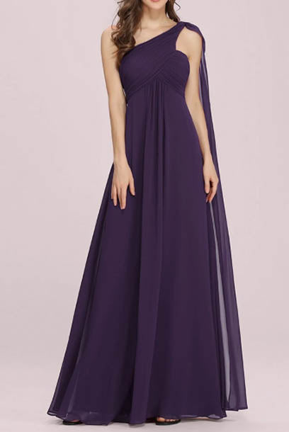 One Shoulder Ruched Bridesmaid Evening Gown