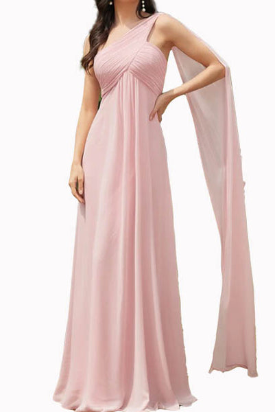 One Shoulder Ruched Bridesmaid Evening Gown
