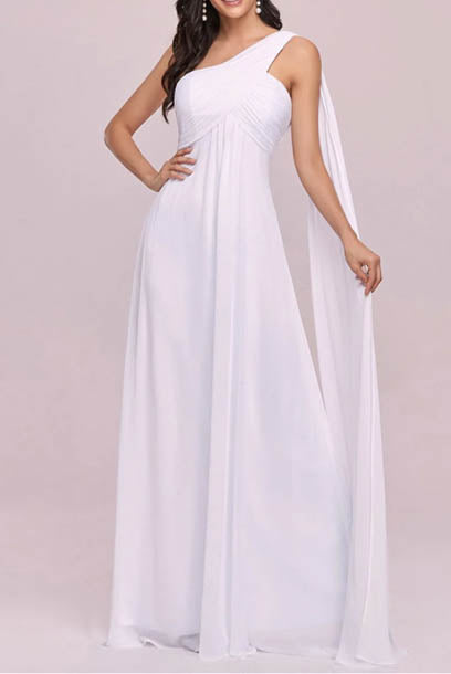 One Shoulder Ruched Bridesmaid Evening Gown