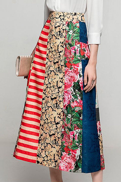 Patchwork A-line Skirt