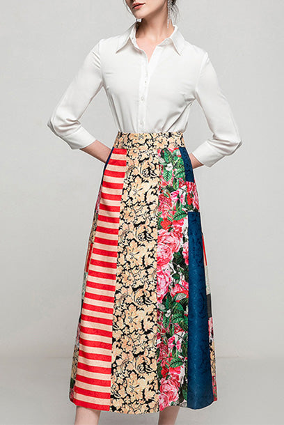 Patchwork A-line Skirt