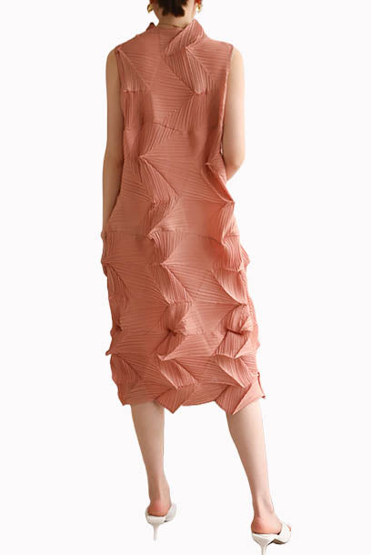 Pleats Please High Neck Asymmetrical Dress