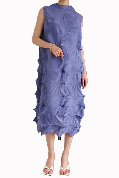 Pleats Please High Neck Asymmetrical Dress
