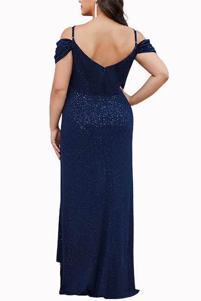 Plus Size Off-the-Shoulders Black Evening Gown