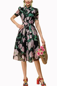 Floral Shirt Midi Dress