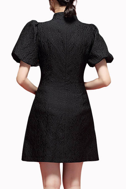 Puffed Sleeves Jacquard Cheongsam Qipao