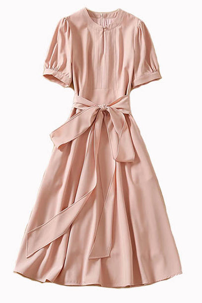 Puffed Sleeves Pink Middleton Dress