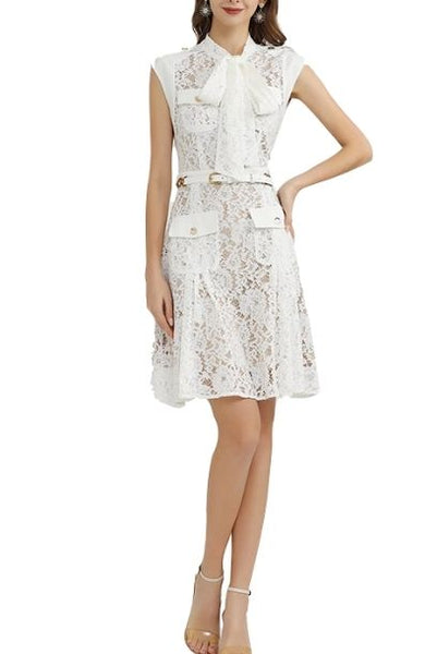 Sleeveless Lace Shirt Dress