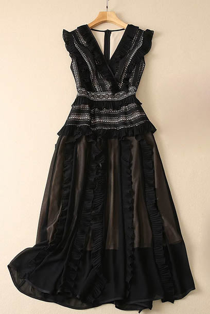 Sleeveless Ruffled Midi Dress