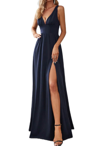 Sleeveless Plunging Neckline Evening Gown