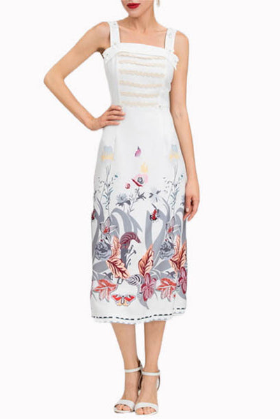 Sleeveless Floral Linen Midi Dress
