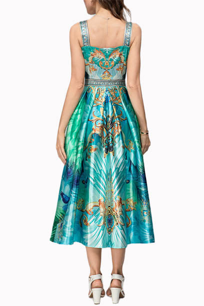 Sleeveless Ombre Printed Midi Dress
