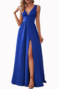 Sleeveless Plunging Neckline Evening Gown