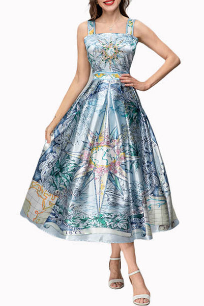 Sleeveless Printed Midi Dress