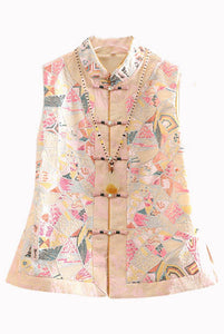 Sleeveless Sequin Qipao Tang Blouse