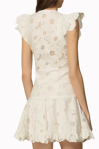 Sleeveless White Broderie Anglaise Mini Dress