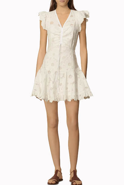 Sleeveless White Broderie Anglaise Mini Dress