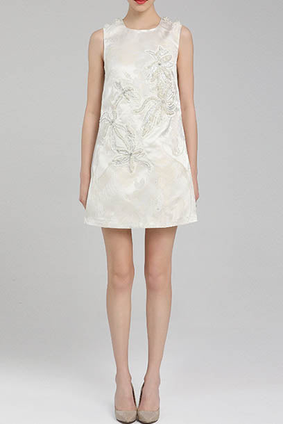 Sleeveless Embellished Shift Mini Dress