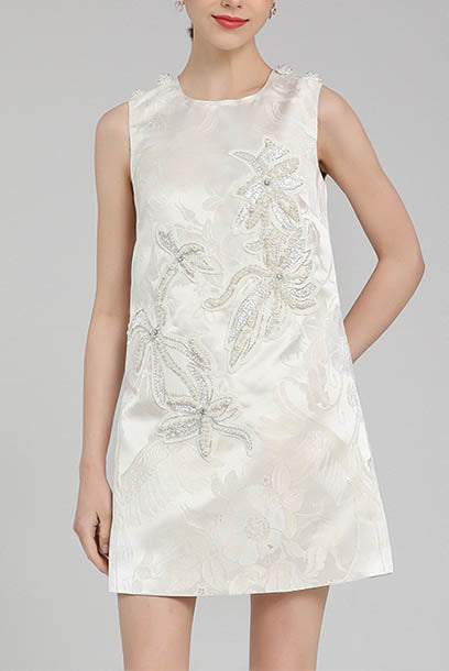 Sleeveless Embellished Shift Mini Dress