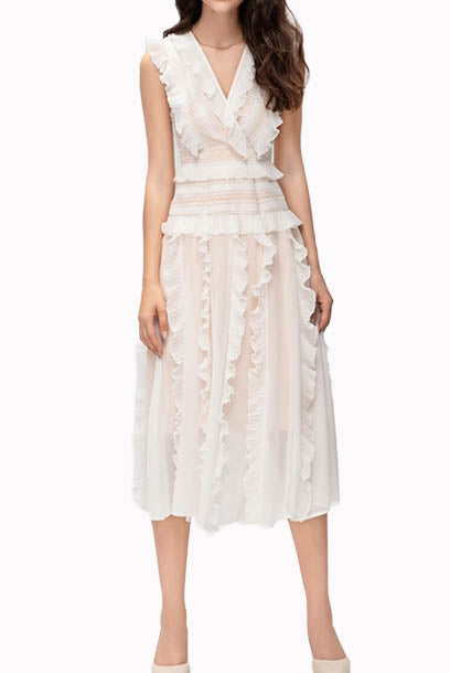 Sleeveless Ruffled Midi Dress