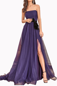 Strapless Purple Evening Gown