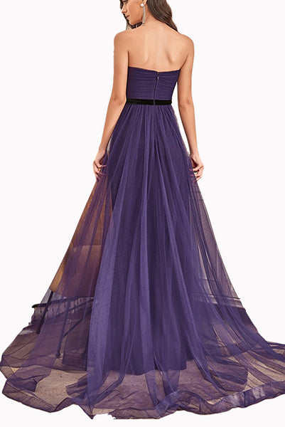 Strapless Purple Evening Gown