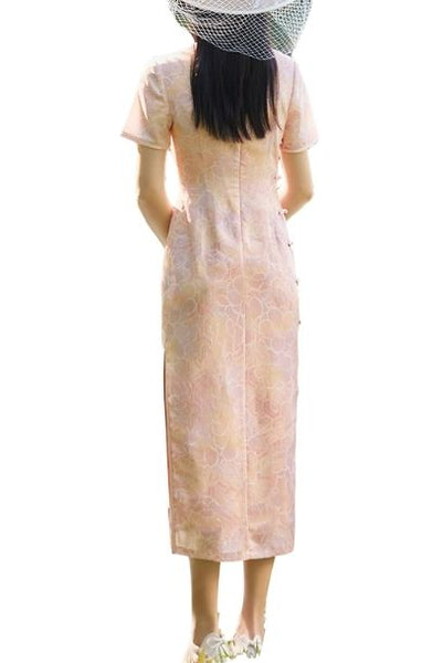 Short Sleeves Floral Cheongsam