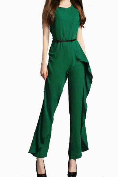 Sleeveless Asymmetrical Ruffled Playsuit Jumpsuit