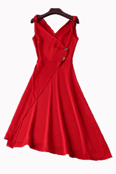 Victoria Sleeveless Drape Red Wrapped Dress